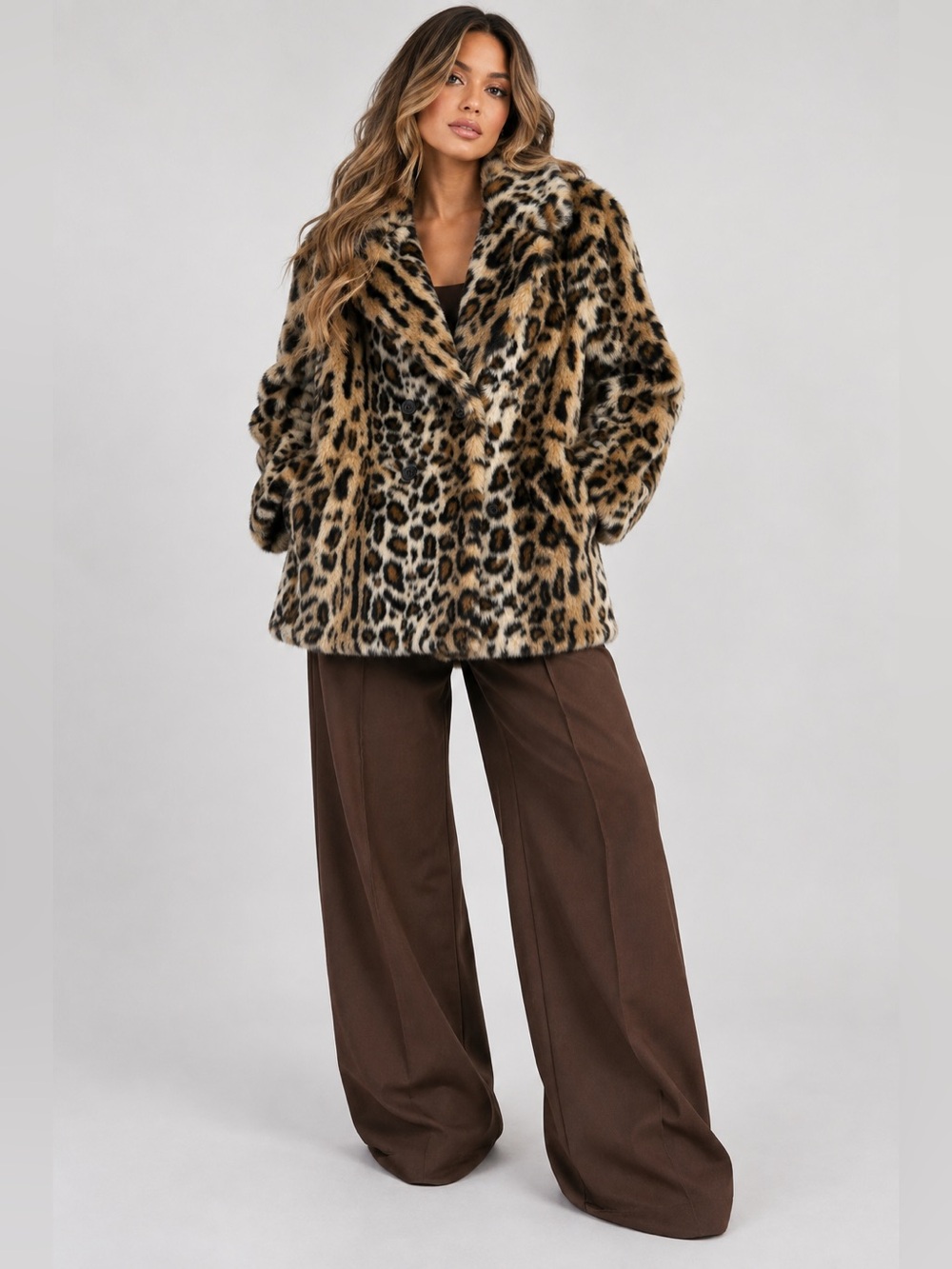 Sanctuary Seeing Spots Faux Fur Leopard Brown/Black Mob wife Coat Sz Med